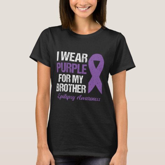 Ik Draag Paarse voor Brother Epilepsy Awareness 1 T-shirt (Voorkant)