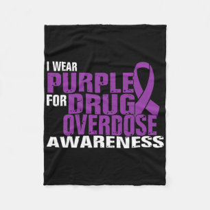 Ik Draag Paarse voor drug overdose awareness T-shi Fleece Deken