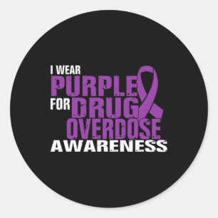 Ik Draag Paarse voor drug overdose awareness T-shi Ronde Sticker