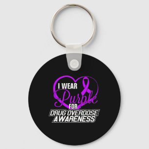 Ik Draag Paarse voor drug overdose awareness T-shi Sleutelhanger