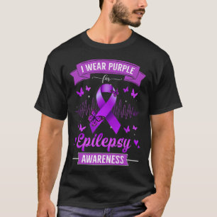 Ik draag Paarse voor Epilepsie Bewustzijn Lintbote T-shirt