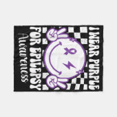 Ik Draag Paarse voor Epilepsy Awareness Smile Face Fleece Deken (Voorkant (Horizontaal))