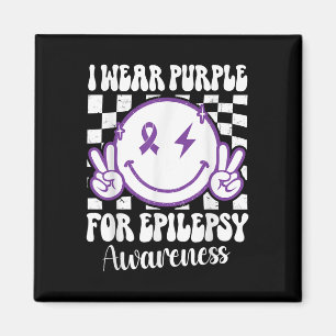 Ik Draag Paarse voor Epilepsy Awareness Smile Face Magneet