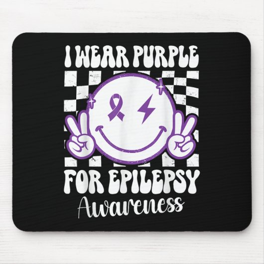 Ik Draag Paarse voor Epilepsy Awareness Smile Face Muismat (Voorkant)