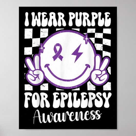 Ik Draag Paarse voor Epilepsy Awareness Smile Face Poster (Voorkant)