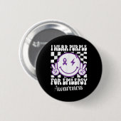 Ik Draag Paarse voor Epilepsy Awareness Smile Face Ronde Button 5,7 Cm (Voorkant /achterkant)