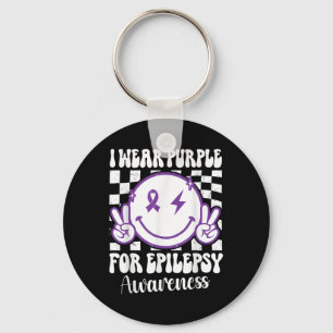 Ik Draag Paarse voor Epilepsy Awareness Smile Face Sleutelhanger