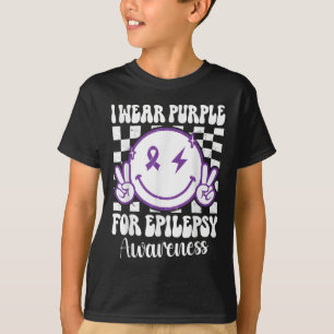 Ik Draag Paarse voor Epilepsy Awareness Smile Face T-shirt