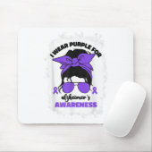 Ik Draag Paarse voor Heimers Awareness Month Heime Muismat (Met muis)