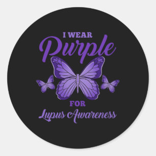Ik Draag Paarse voor Lupus Awareness Comfort kleur Ronde Sticker