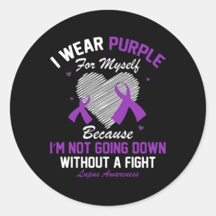 Ik Draag Paarse voor mezelf Lupus Bewustzijn Hart Ronde Sticker