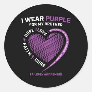Ik Draag Paarse voor mijn broertje Epilepsie Aware Ronde Sticker