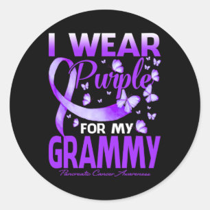 Ik Draag Paarse voor mijn Grammy Pancreatic Cancer Ronde Sticker
