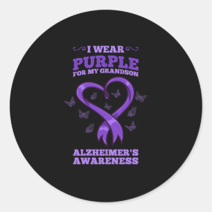 Ik Draag Paarse voor mijn kleinzoon Alzheimers Awa Ronde Sticker