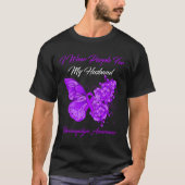 Ik Draag Paarse voor mijn man Fibromyalgia Warrior T-shirt (Voorkant)