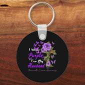 Ik draag Paarse voor mijn man Pancreaskanker Awa Sleutelhanger (Voorkant)