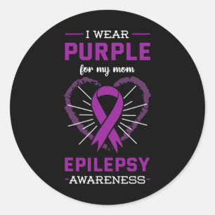Ik Draag Paarse voor mijn moeder Epilepsie Bewustz Ronde Sticker