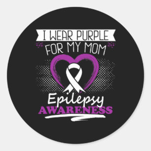 Ik draag paarse voor mijn moeder Epilepsie Bewustz Ronde Sticker