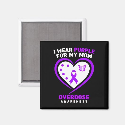 Ik Draag Paarse voor mijn moeder overdosis bewustz Magneet (Voorkant / Achterkant)