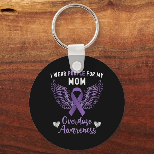 Ik Draag Paarse voor mijn moeder overdosis bewustz Sleutelhanger (Voorkant)