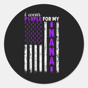 Ik Draag Paarse voor mijn Nana Pancreatic Cancer U Ronde Sticker