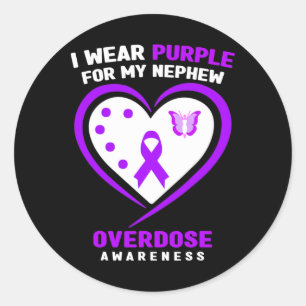 Ik Draag Paarse voor mijn neefje Overdosis Awarene Ronde Sticker