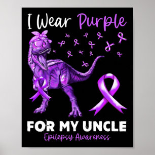 Ik Draag Paarse voor mijn oom Epilepsie Bewustzijn Poster