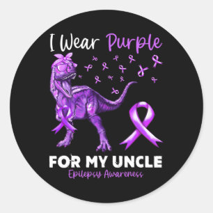 Ik Draag Paarse voor mijn oom Epilepsie Bewustzijn Ronde Sticker