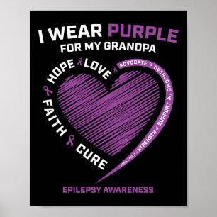 Ik Draag Paarse voor mijn opa Epilepsie Awareness Poster