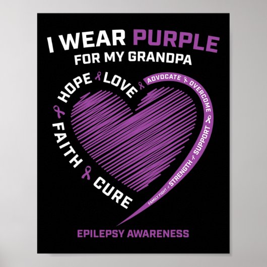 Ik Draag Paarse voor mijn opa Epilepsie Awareness Poster (Voorkant)