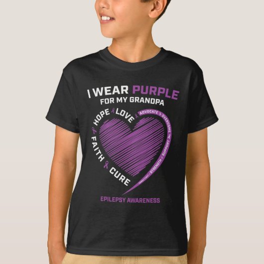 Ik Draag Paarse voor mijn opa Epilepsie Awareness  T-shirt (Voorkant)