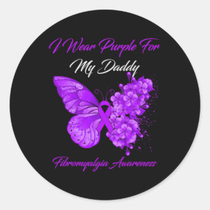 Ik Draag Paarse voor mijn papa fibromyalgie bewust Ronde Sticker