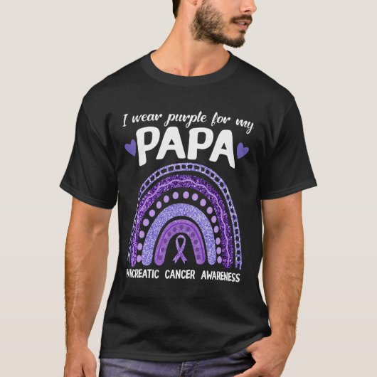 Ik Draag Paarse voor mijn papa pancreaskanker Rain T-shirt (Voorkant)