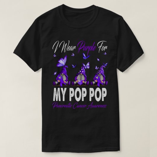 Ik Draag Paarse voor mijn POP POP pancreaskanker A T-shirt (Design voorkant)