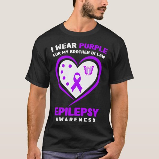 Ik Draag paarse voor mijn schoonbroer Epilepsie be T-shirt (Voorkant)