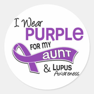 Ik Draag Paarse voor mijn tante 42 Lupus Ronde Sticker