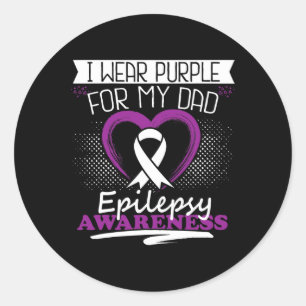 Ik draag paarse voor mijn vader Epilepsie Aanvalle Ronde Sticker