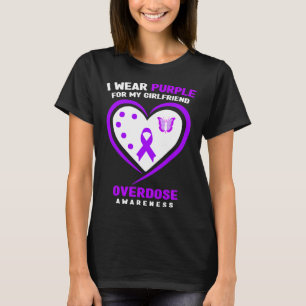 Ik Draag Paarse voor mijn Vriendin overdosis bewus T-shirt