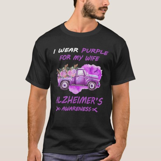 Ik Draag Paarse voor mijn vrouw Alzheimer Awarenes T-shirt (Voorkant)