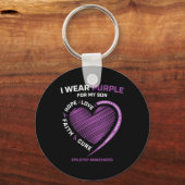 Ik Draag Paarse voor mijn zoon Epilepsie Bewustzij Sleutelhanger (Voorkant)
