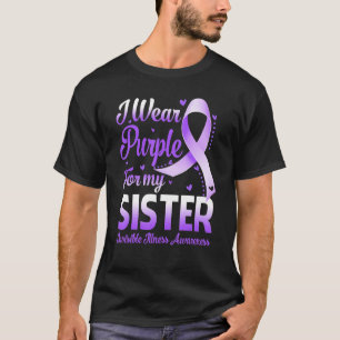 Ik Draag Paarse voor mijn zuster Onzichtbare Ziekt T-shirt