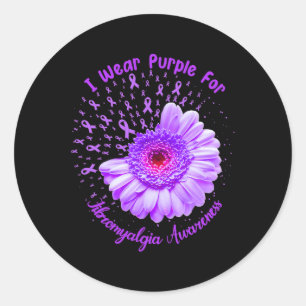 Ik Draag Paarse voor overlevende van fibromyalgie- Ronde Sticker