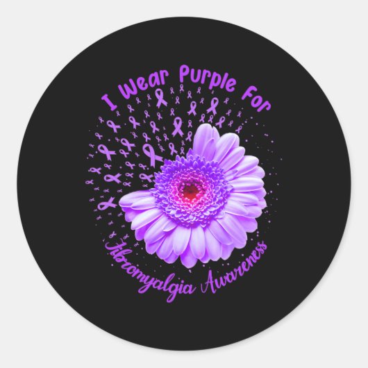 Ik Draag Paarse voor overlevende van fibromyalgie- Ronde Sticker (Voorkant)