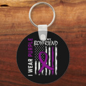 Ik Draag Paarse voor vriendje alvleesklier kanker  Sleutelhanger (Voorkant)