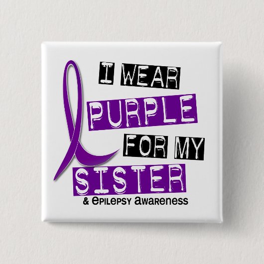 Ik Draag Paarse zuster Epilepsy Vierkante Button 5,1 Cm (Voorkant)