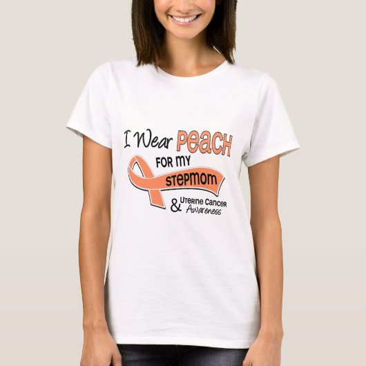 Ik Draag Peach 42 Stepmam Uterine Cancer T-shirt (Voorkant)