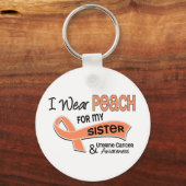 Ik Draag Peach 42 zuster-baarmoederkanker Sleutelhanger (Voorkant)
