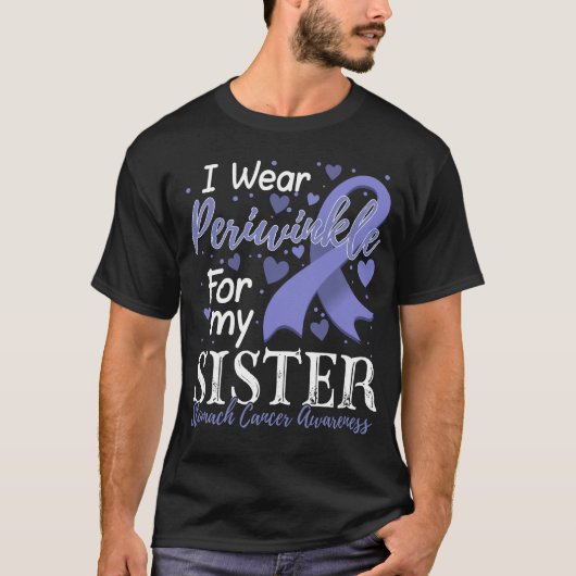 Ik Draag Periwinkle voor mijn zuster Stomach Cance T-shirt (Voorkant)