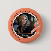 Ik draag perzik voor Endometriumkankerbewustzijn Ronde Button 5,7 Cm (Voorkant)