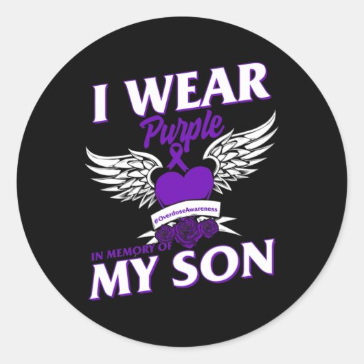 Ik Draag Purpleei ter nagedachtenis van mijn zoon  Ronde Sticker (Voorkant)